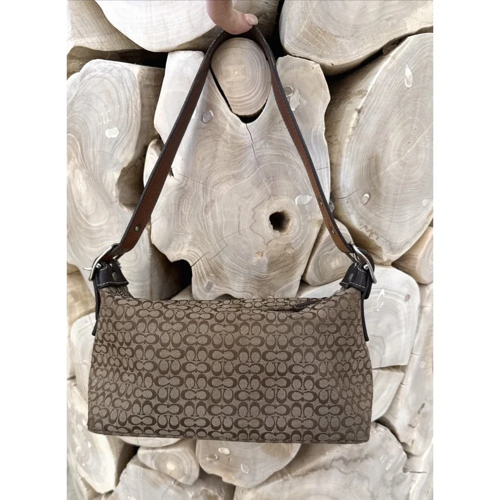 Coach MINI 6332 Vintage Demi Y2K SoHo Signature C Canvas Bag W/Leather Trim